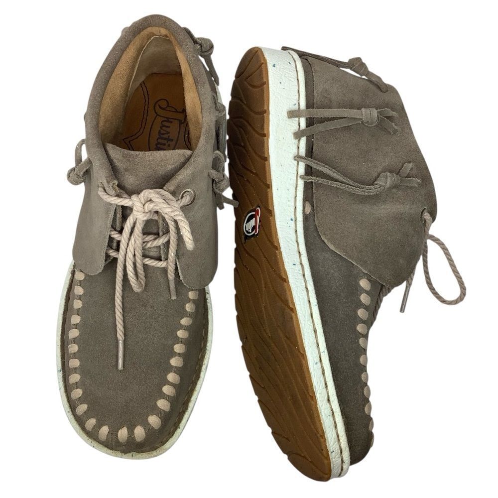 Justin Teepee Fringe Round Toe Moccasin Brown Leather Women’s Booties Sz 6.5